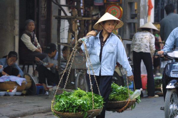 Vietnam von Nord nach Süd - vietnamesische Frau mit Körben